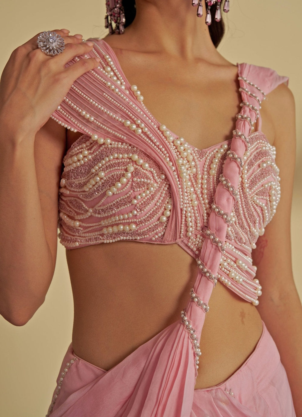 Pink Predraped Slit Saree Jade by Ashima - Fabilicious Fashion