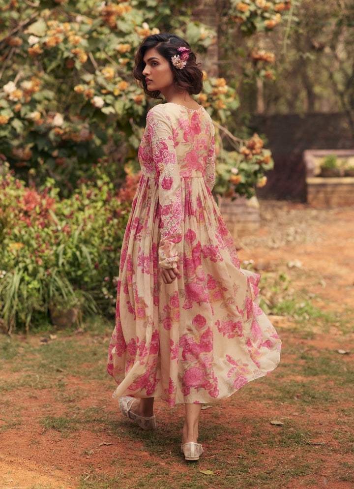 Pink Printed Chanderi Kurta Paulmi and Harsh - Fabilicious Fashion