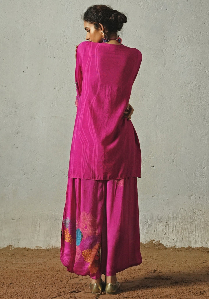 Pink Printed Chiffon Co - Ord Set Basil Leaf - Fabilicious Fashion