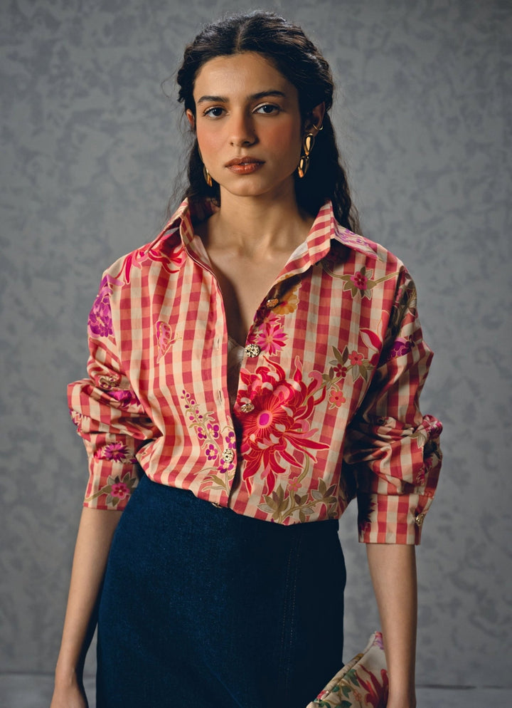 Pink Printed Cotton Shirt Paulmi and Harsh X Ease - Fabilicious Fashion