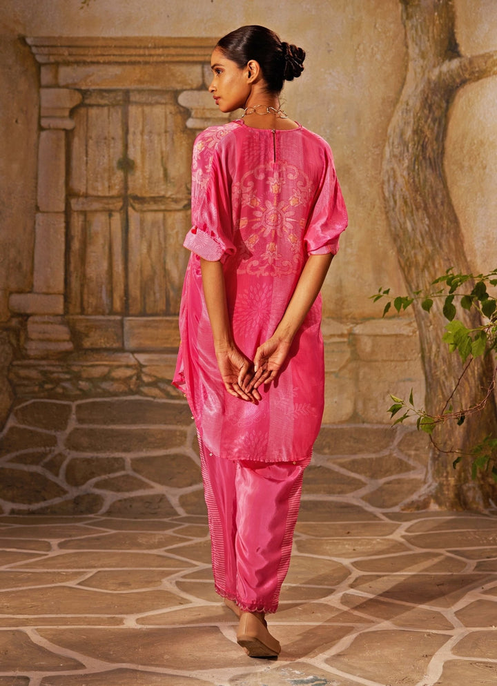 Pink Printed Crepe Co - Ord Set Basil Leaf - Fabilicious Fashion