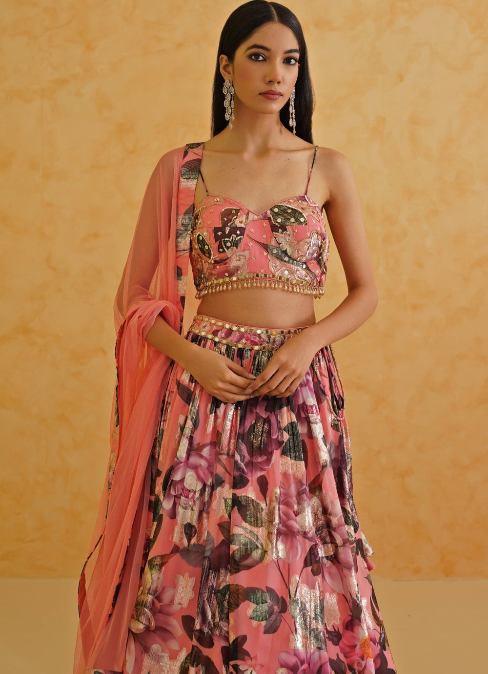 Pink Printed Georgette Lehenga Set Deepika Chadha - Fabilicious Fashion