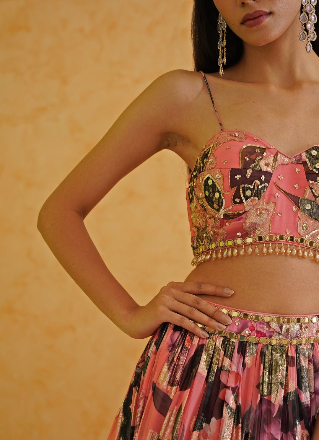 Pink Printed Georgette Lehenga Set Deepika Chadha - Fabilicious Fashion