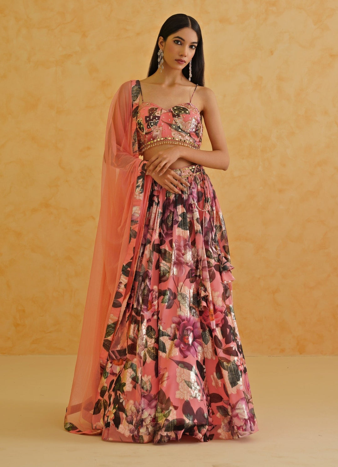 Pink Printed Georgette Lehenga Set Deepika Chadha - Fabilicious Fashion