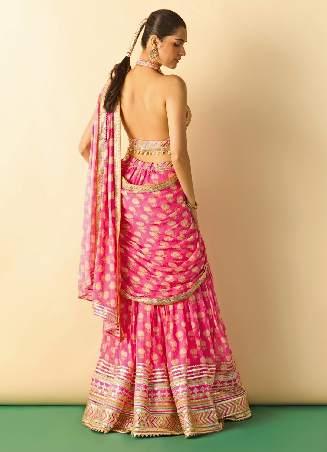 Gopi Vaid Pink Printed Georgette Pant Saree SetFabilicious Fashion