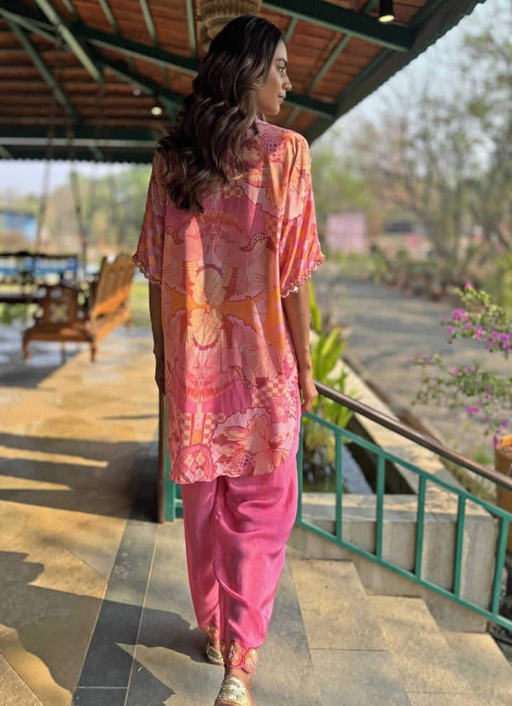Pink Printed Kurta Pant Set Basil Leaf - Fabilicious Fashion