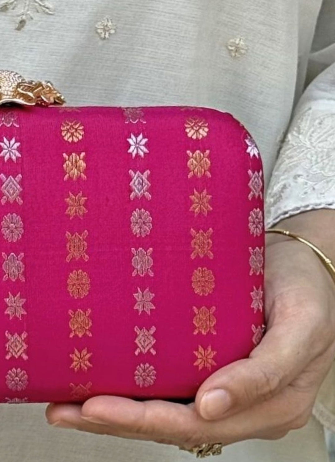 Pink Pure Kanchi Silk Clutch Amyra - Fabilicious Fashion