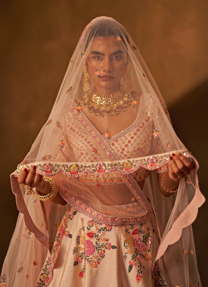 Angad Singh Pink Raw Silk Double Dupatta Bridal Lehenga SetFabilicious Fashion