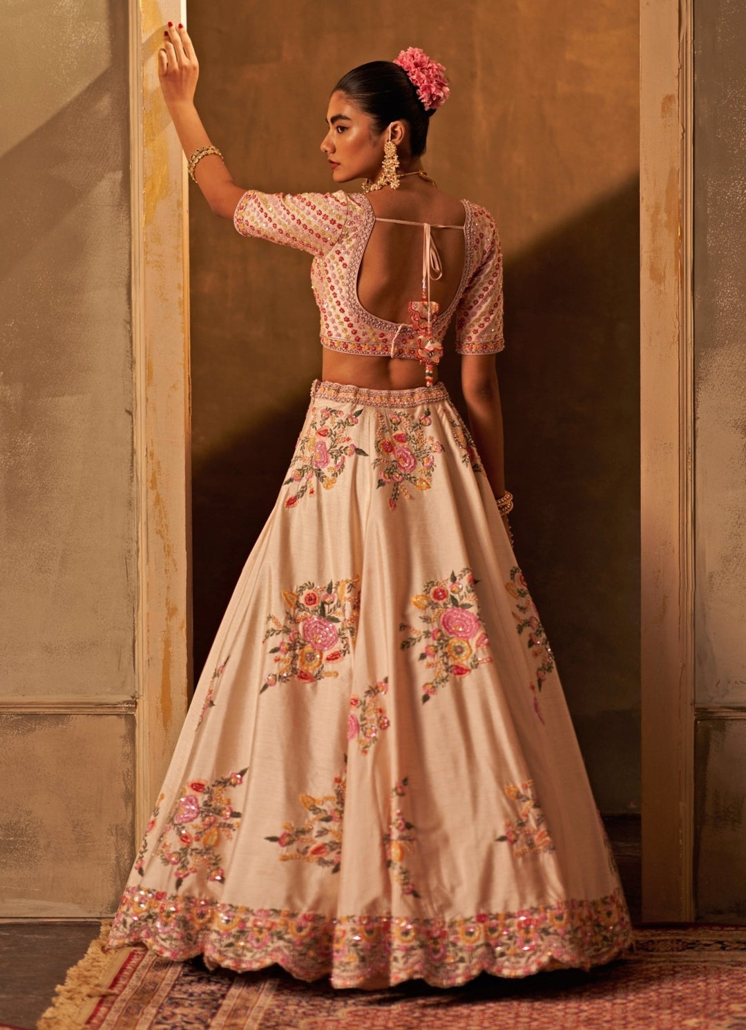 Angad Singh Pink Raw Silk Double Dupatta Bridal Lehenga SetFabilicious Fashion