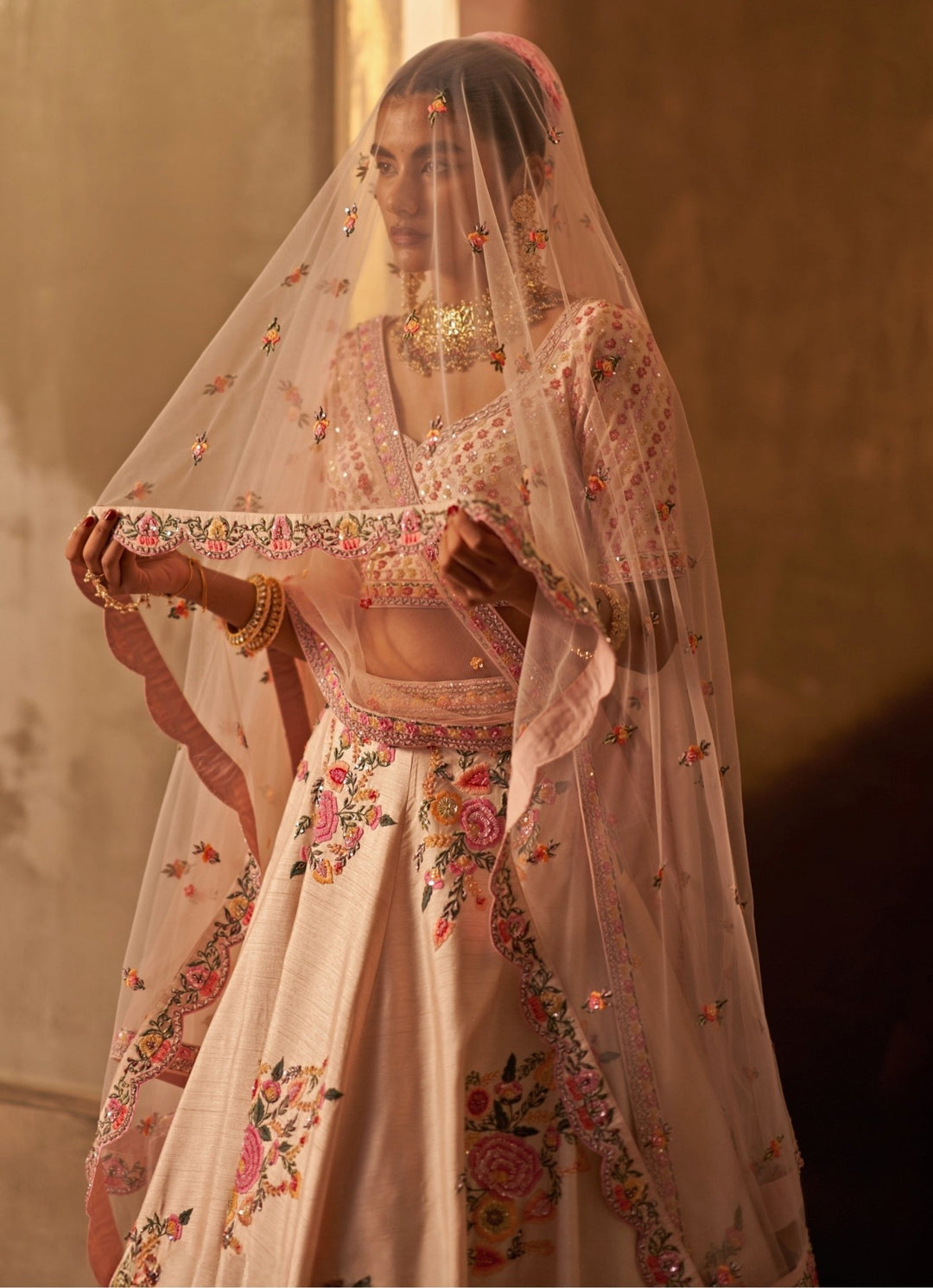 Angad Singh Pink Raw Silk Double Dupatta Bridal Lehenga SetFabilicious Fashion
