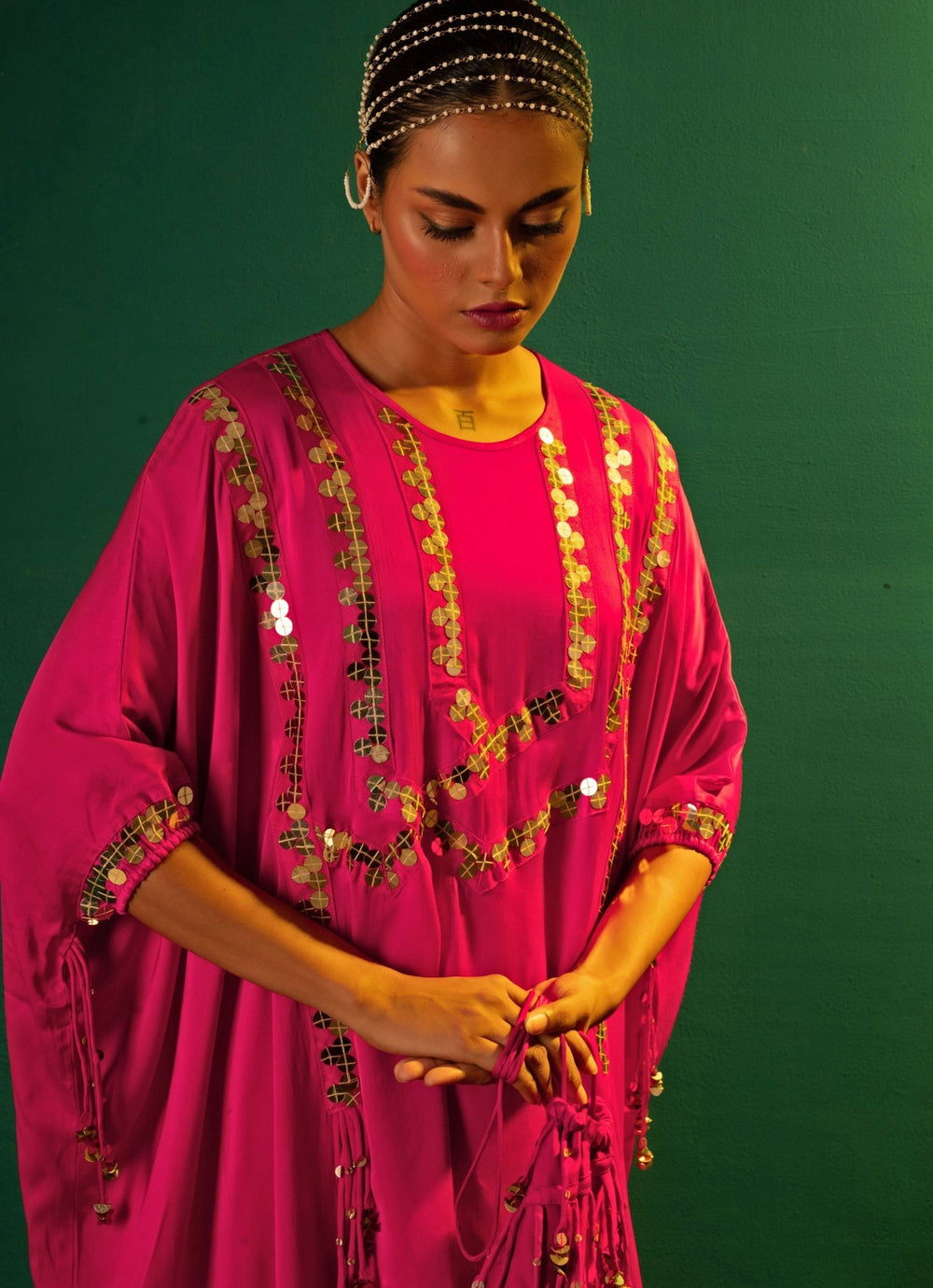 Pink Satin Antifit Tunic Co - Ord Set Prahnaaya - Fabilicious Fashion