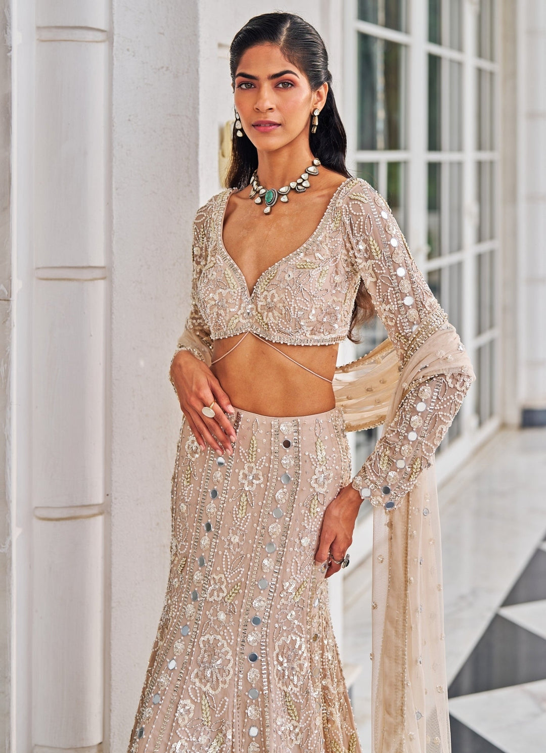Pink Sequinned Mermaid Lehenga Set Nidhika Shekar - Fabilicious Fashion