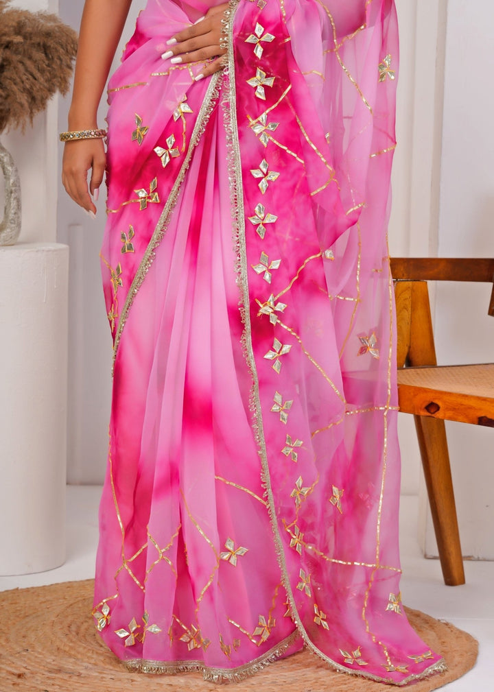 Geroo Jaipur Pink Shaded Georgette SareeFabilicious Fashion