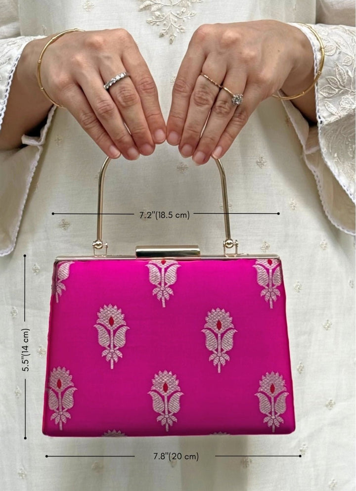Pink Silk Clutch AMYRA - Fabilicious Fashion