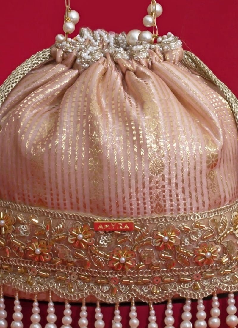 Amyra Pink Silk Organza Bucket BagFabilicious Fashion