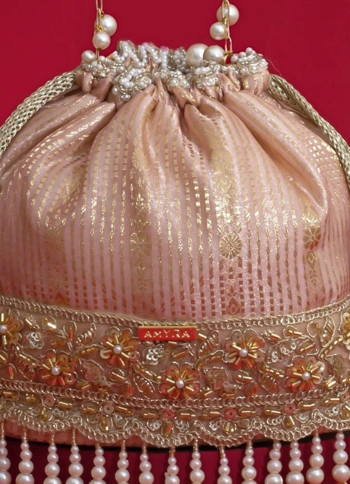 Amyra Pink Silk Organza Bucket BagFabilicious Fashion