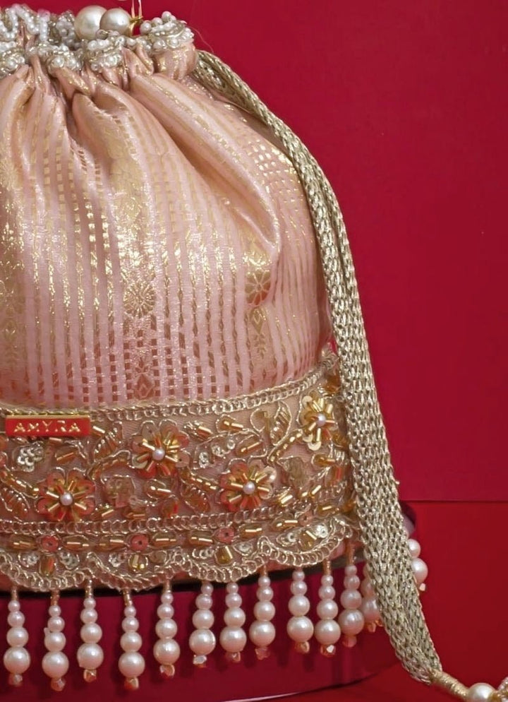 Amyra Pink Silk Organza Bucket BagFabilicious Fashion