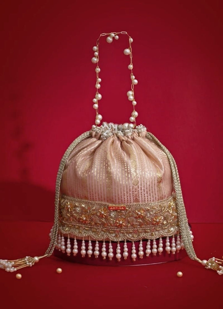 Amyra Pink Silk Organza Bucket BagFabilicious Fashion