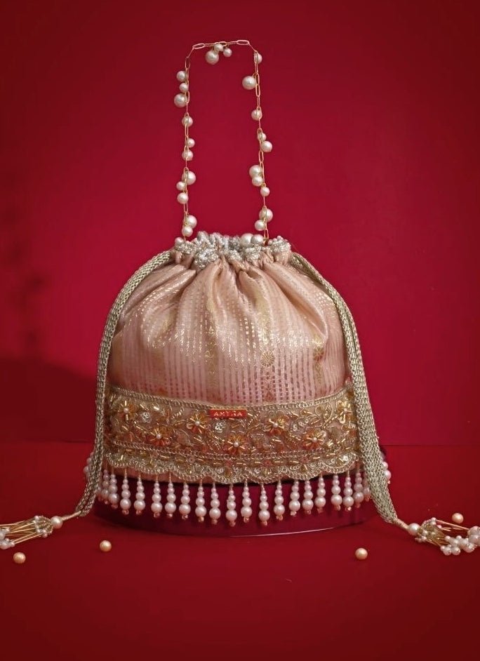 Amyra Pink Silk Organza Bucket BagFabilicious Fashion