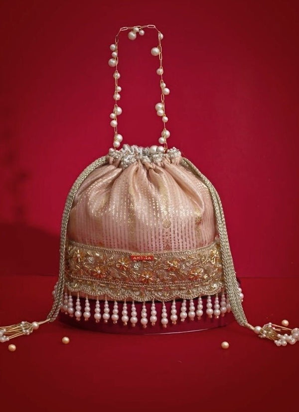 Pink Silk Organza Bucket Bag