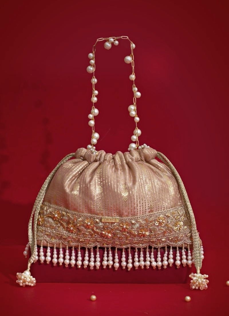 Pink Silk Organza Potli Amyra - Fabilicious Fashion