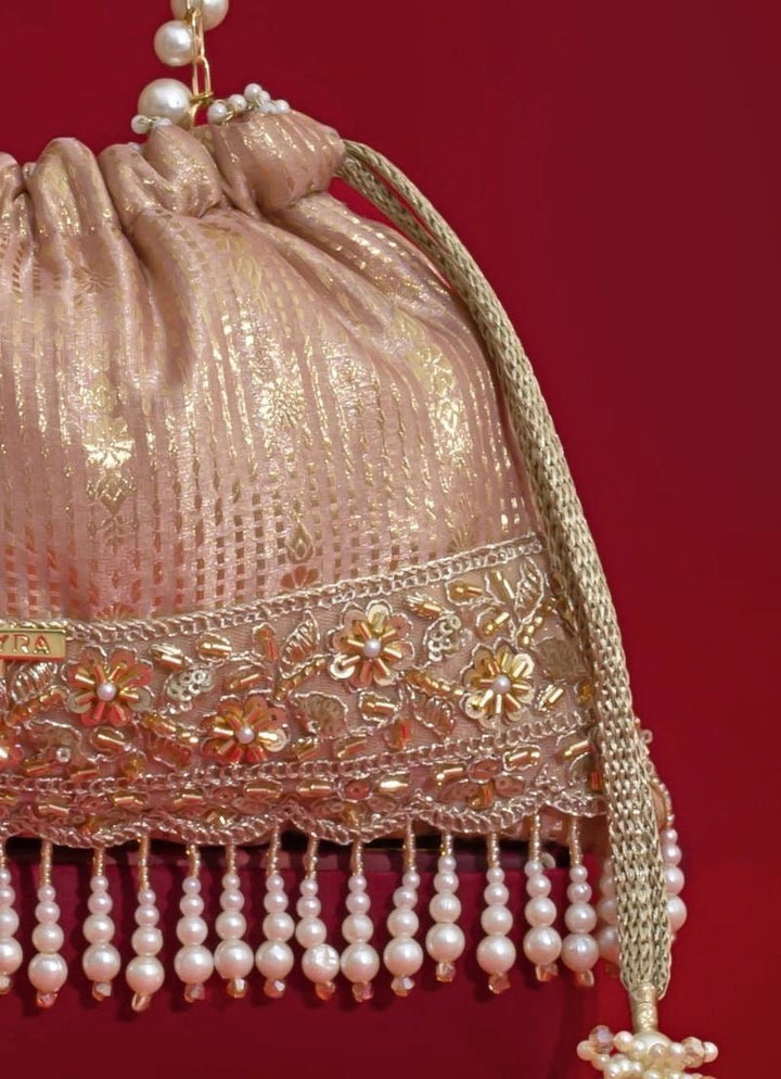 Pink Silk Organza Potli Amyra - Fabilicious Fashion