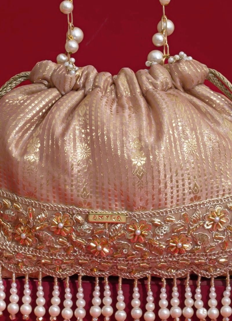 Pink Silk Organza Potli Amyra - Fabilicious Fashion
