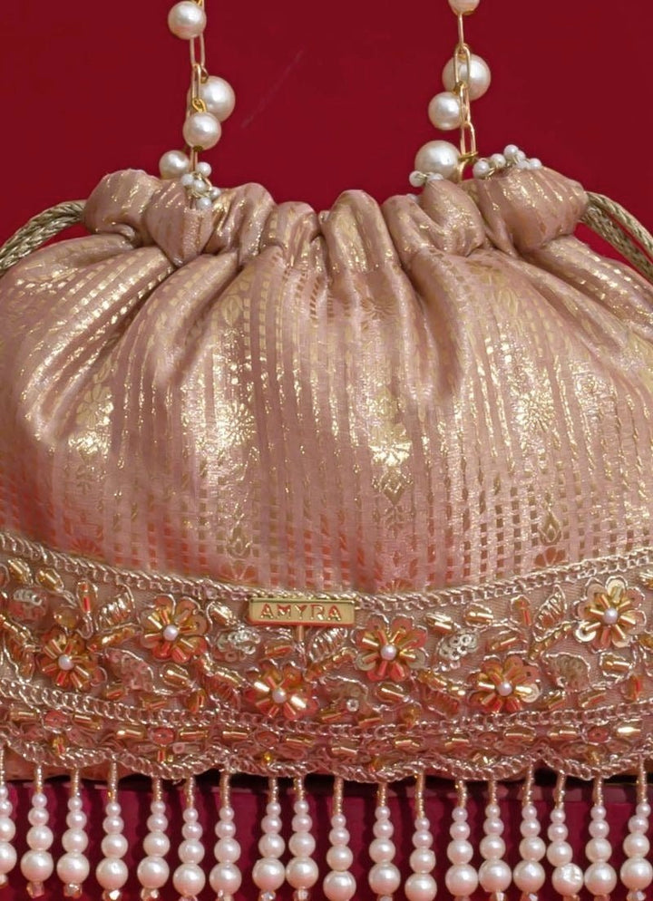 Pink Silk Organza Potli Amyra - Fabilicious Fashion