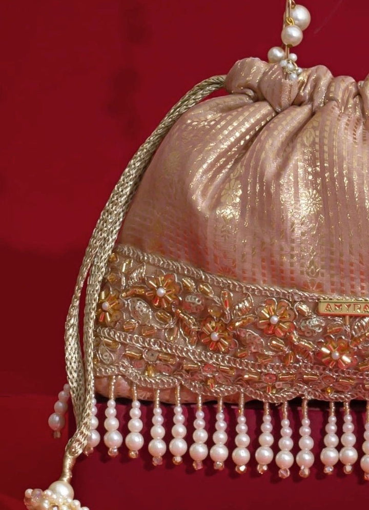 Pink Silk Organza Potli Amyra - Fabilicious Fashion