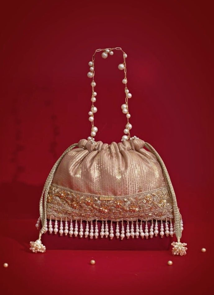 Pink Silk Organza Potli Amyra - Fabilicious Fashion