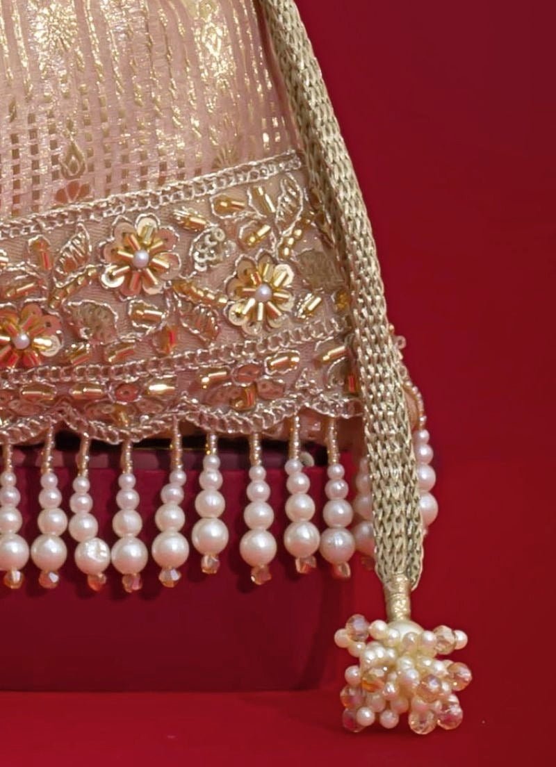 Pink Silk Organza Potli Amyra - Fabilicious Fashion
