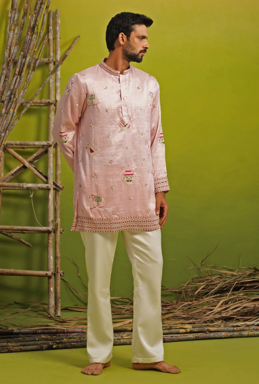 Kalpraag Pink Silk Short Kurta SetFabilicious Fashion