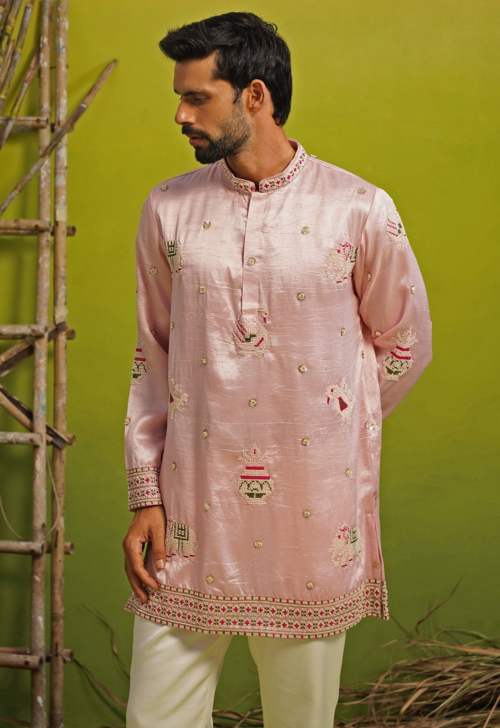 Kalpraag Pink Silk Short Kurta SetFabilicious Fashion