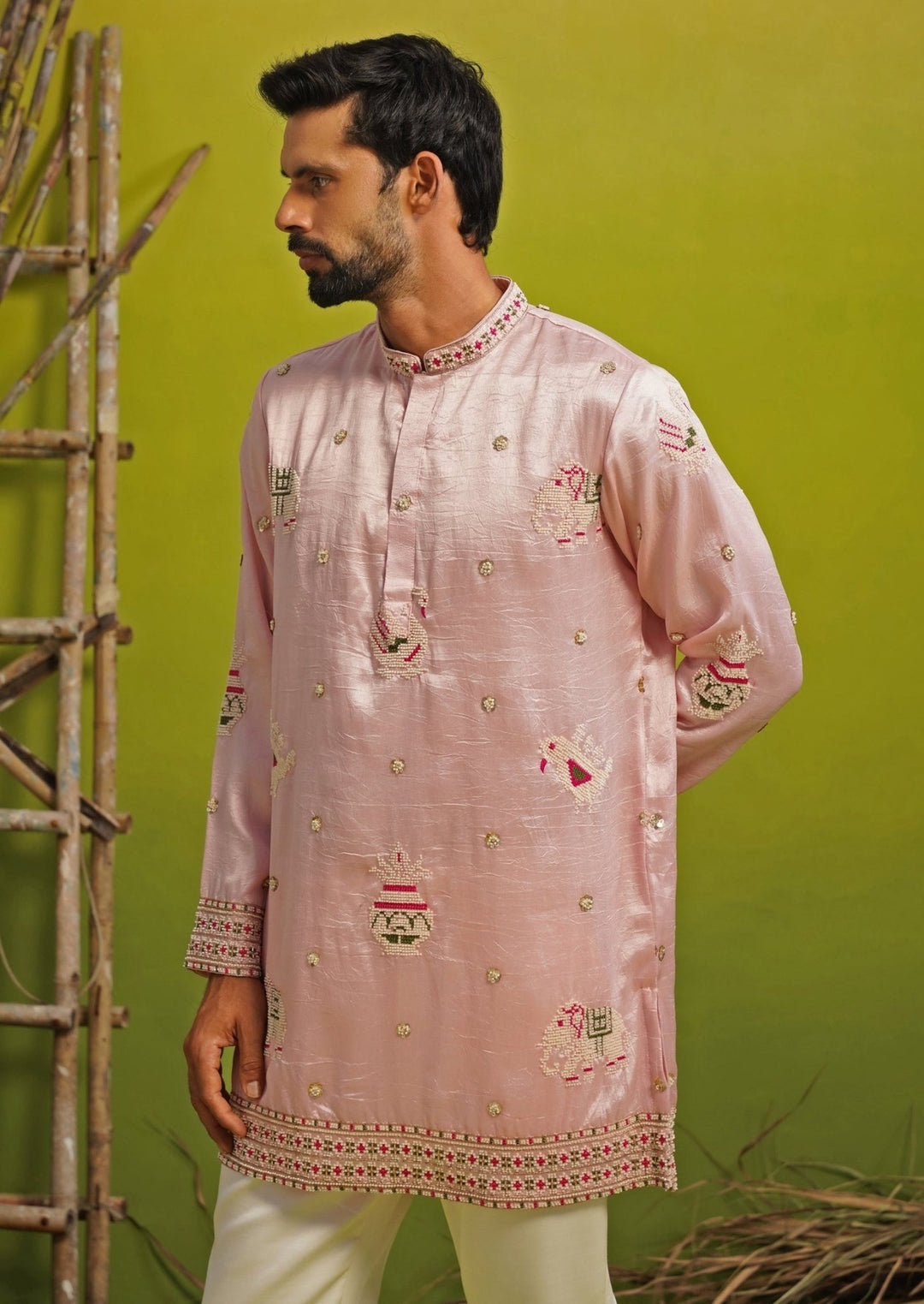 Kalpraag Pink Silk Short Kurta SetFabilicious Fashion