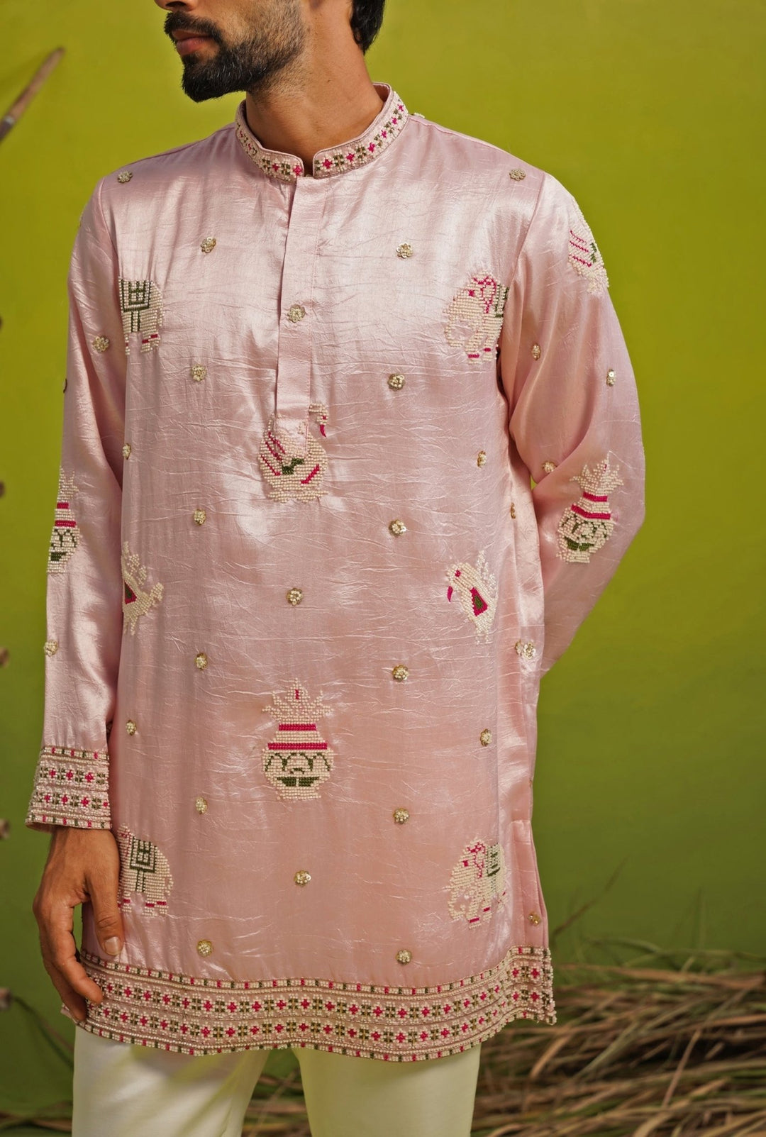 Kalpraag Pink Silk Short Kurta SetFabilicious Fashion