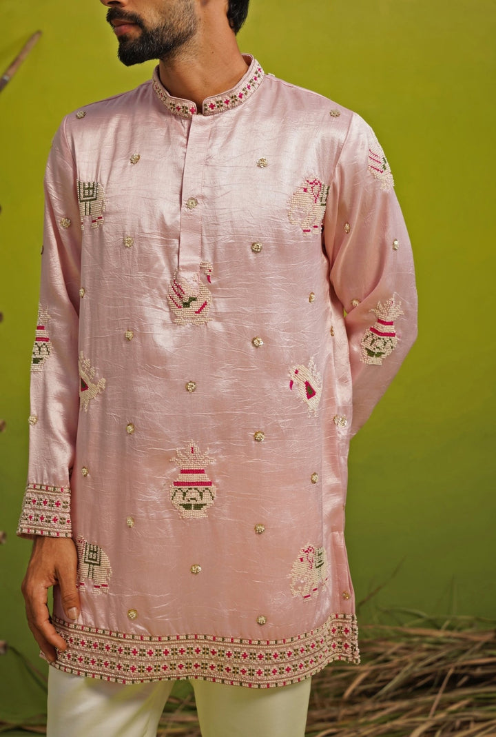 Kalpraag Pink Silk Short Kurta SetFabilicious Fashion