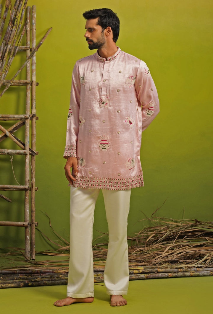 Kalpraag Pink Silk Short Kurta SetFabilicious Fashion