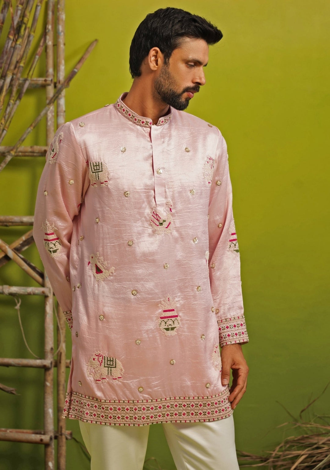 Kalpraag Pink Silk Short Kurta SetFabilicious Fashion