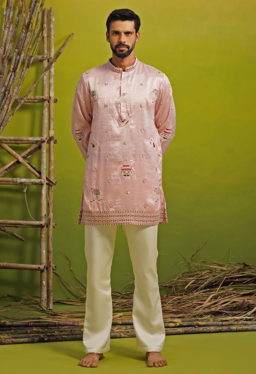 Kalpraag Pink Silk Short Kurta SetFabilicious Fashion