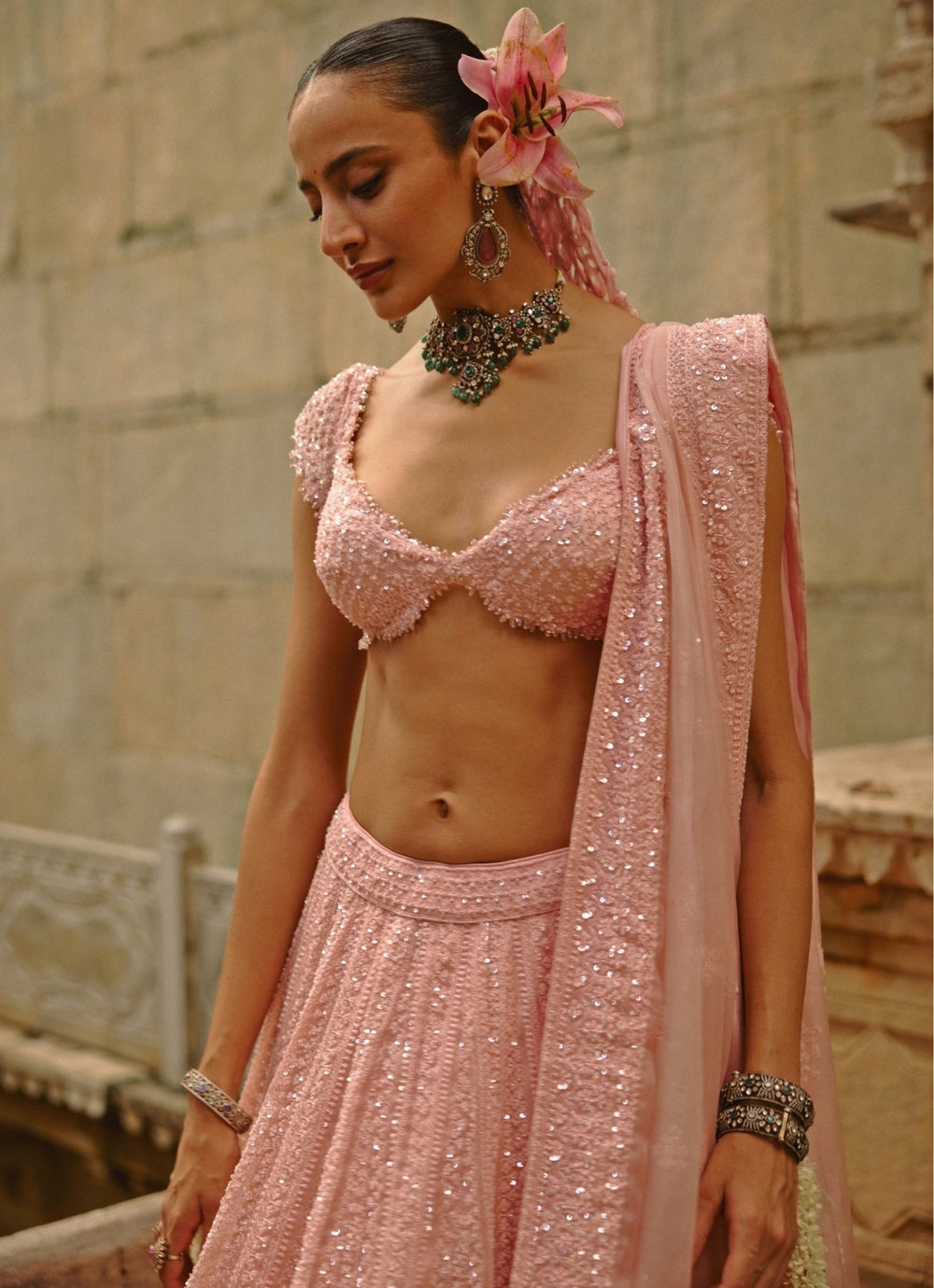 Pink Soft Net Lehenga Set Nitika Gujral - Fabilicious Fashion