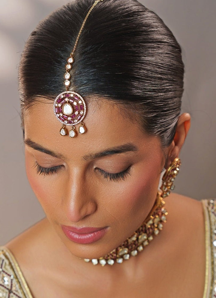 Pink Stone And Polki Two Tone Choker Set Zevar by Geeta - Fabilicious Fashion