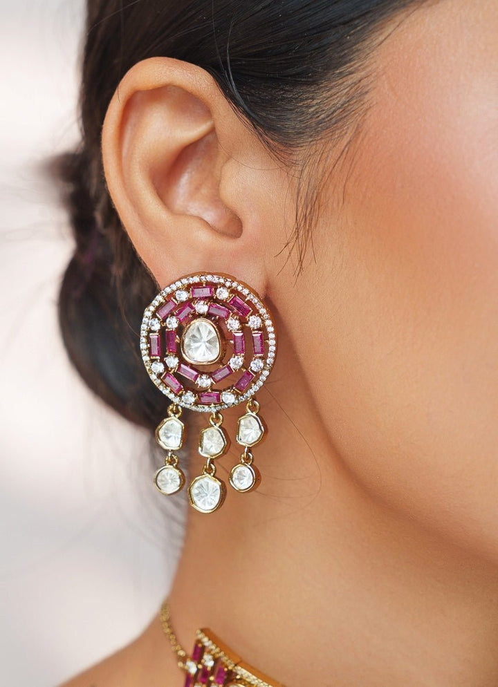 Pink Stone And Polki Two Tone Choker Set Zevar by Geeta - Fabilicious Fashion