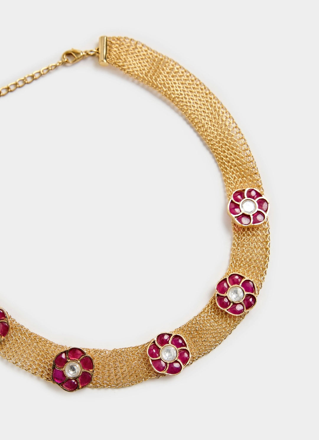 Pink Stone Choker Necklace Set Vivinia By Vidhi Mehra - Fabilicious Fashion