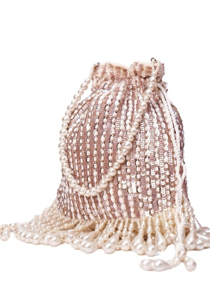 Pink Suede Embellished Potli House of Kosha - Fabilicious Fashion