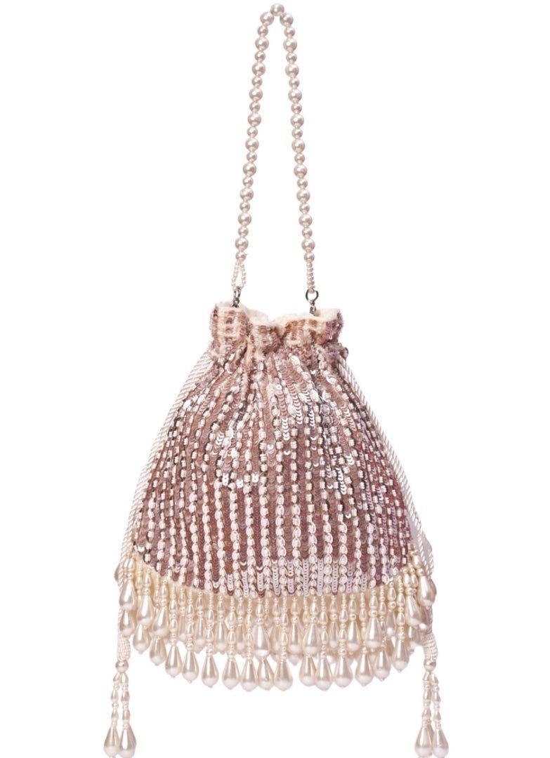 Pink Suede Embellished Potli House of Kosha - Fabilicious Fashion