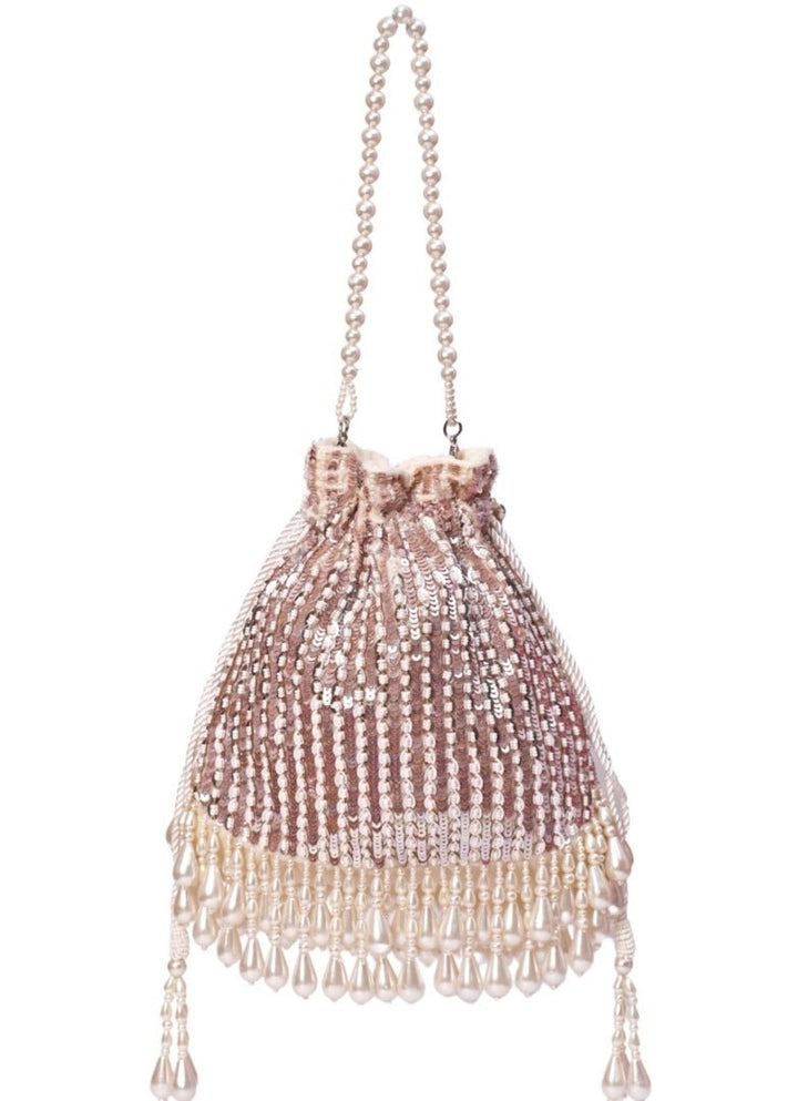 Pink Suede Embellished Potli House of Kosha - Fabilicious Fashion