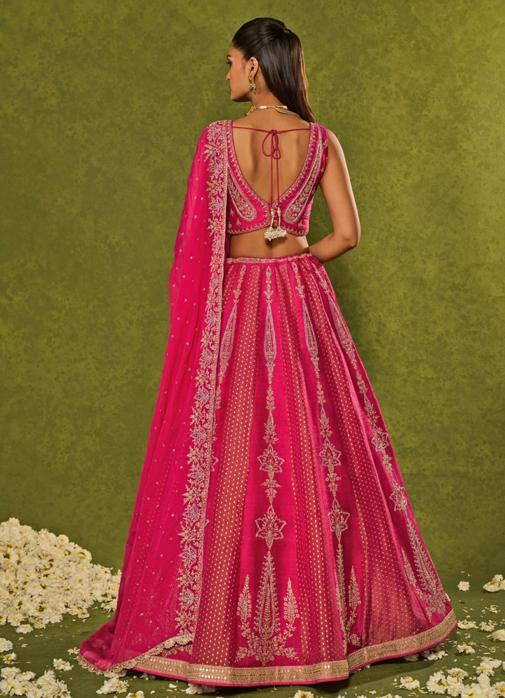 Pink Tissue Jamewar Lehenga Chamee & Palak - Fabilicious Fashion