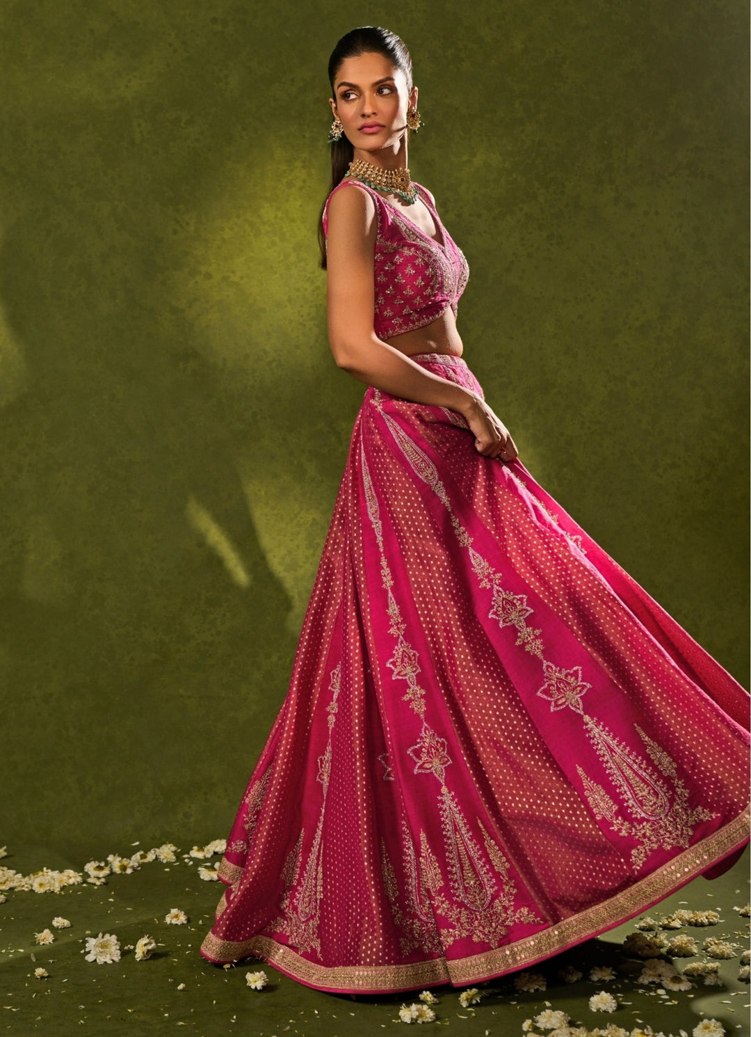 Pink Tissue Jamewar Lehenga Chamee & Palak - Fabilicious Fashion
