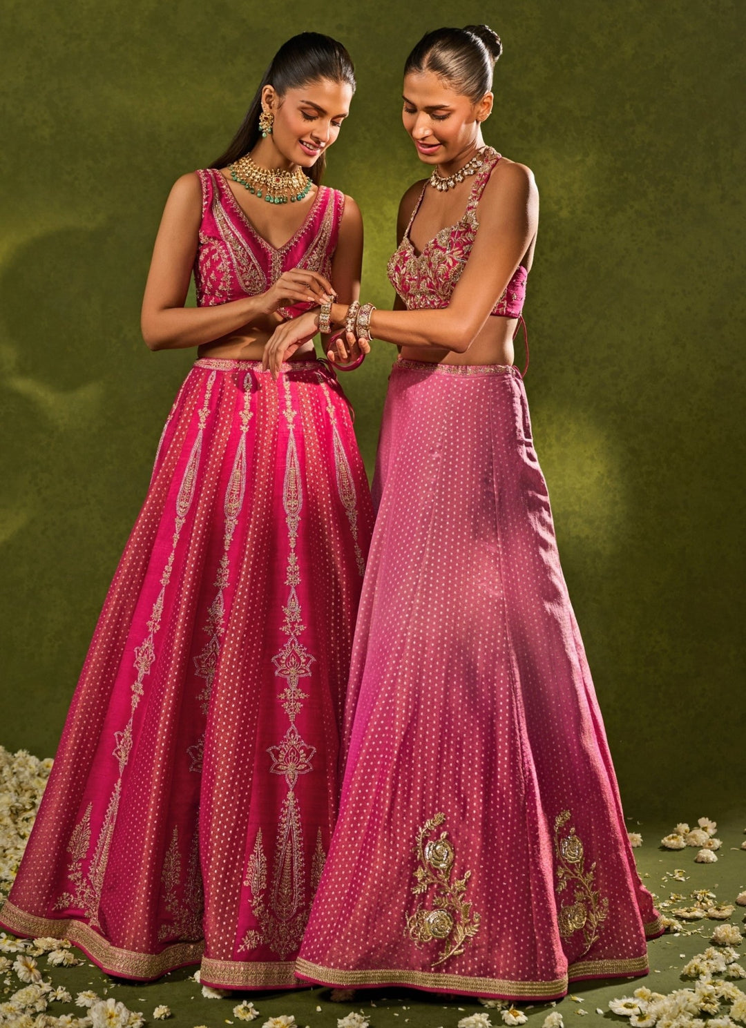 Pink Tissue Jamewar Ombre Lehenga Chamee &amp; Palak - Fabilicious Fashion