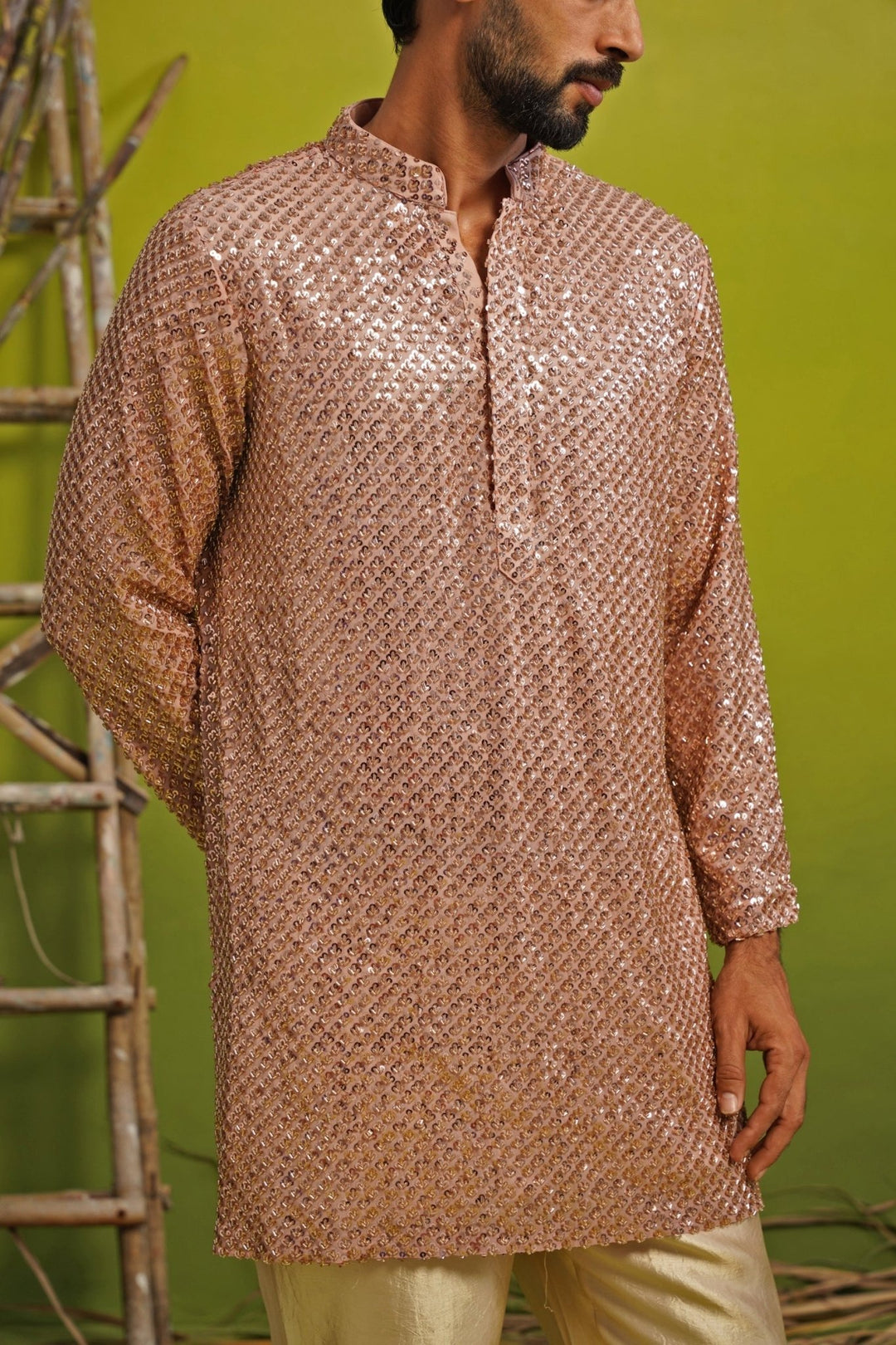Pink Tissue Short Kurta Set Kalpraag - Fabilicious Fashion